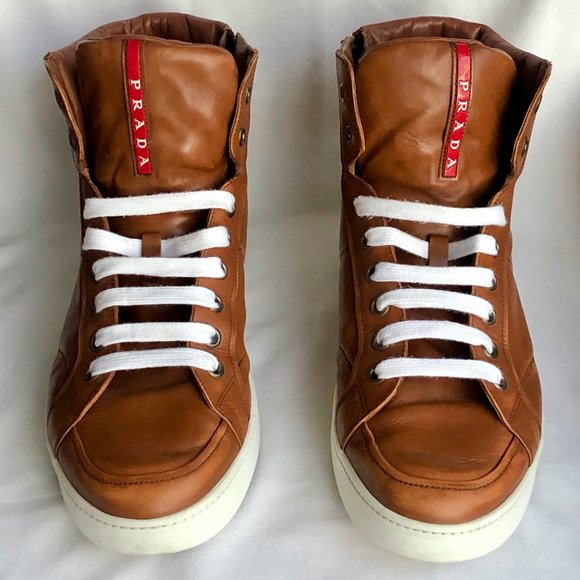 Prada Avenue High-Top Sneaker, Brown - Picture 4 of 6